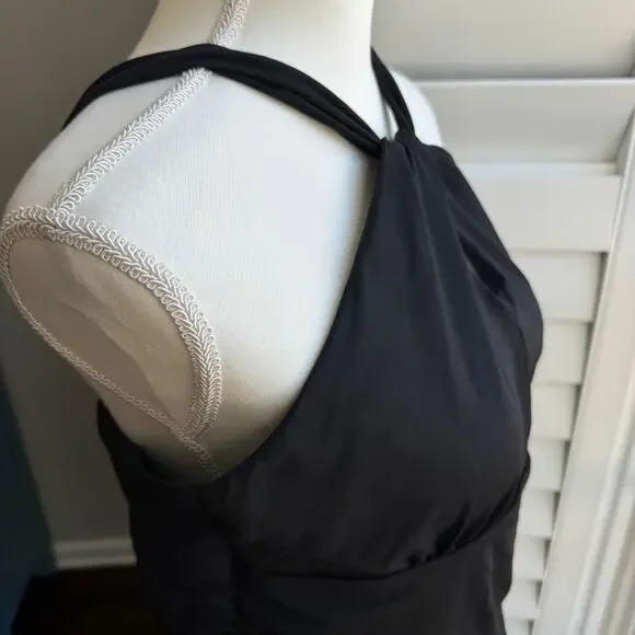 LANDS' END Swimsuit Tankini Womens L Black High Neck To One Shoulder Multi Way - Picture 7 of 13